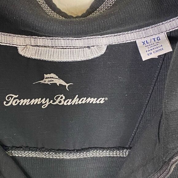 Tommy Bahama Black White Stitch Contrast Quarter Zip Pullover Sweater Size XL - Picture 4 of 5
